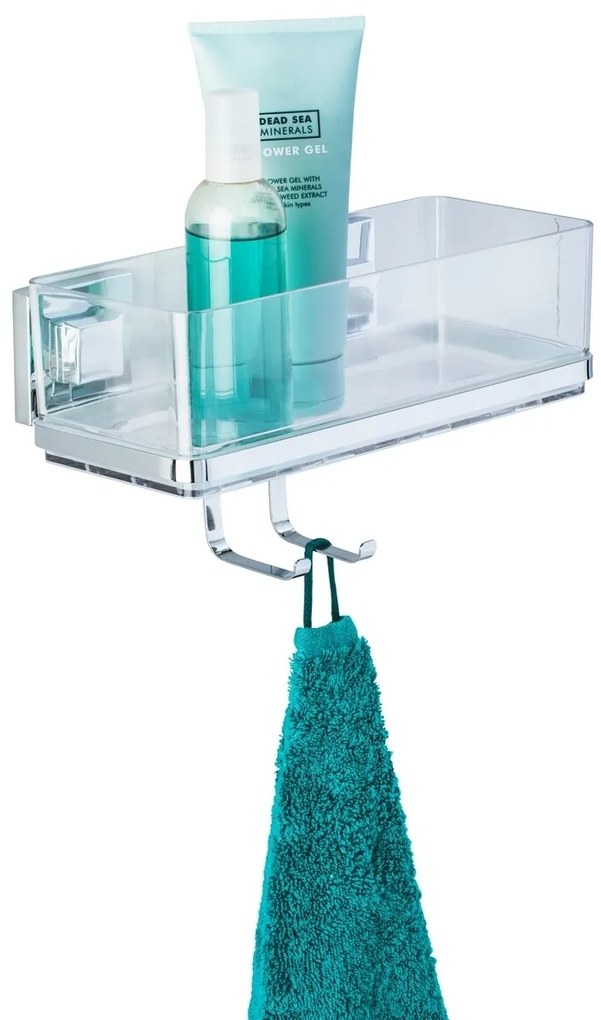 Polita pentru baie, Wenko, Quadro Vacuum-Loc®, 25.5 x 15 x 14 cm, inox/plastic