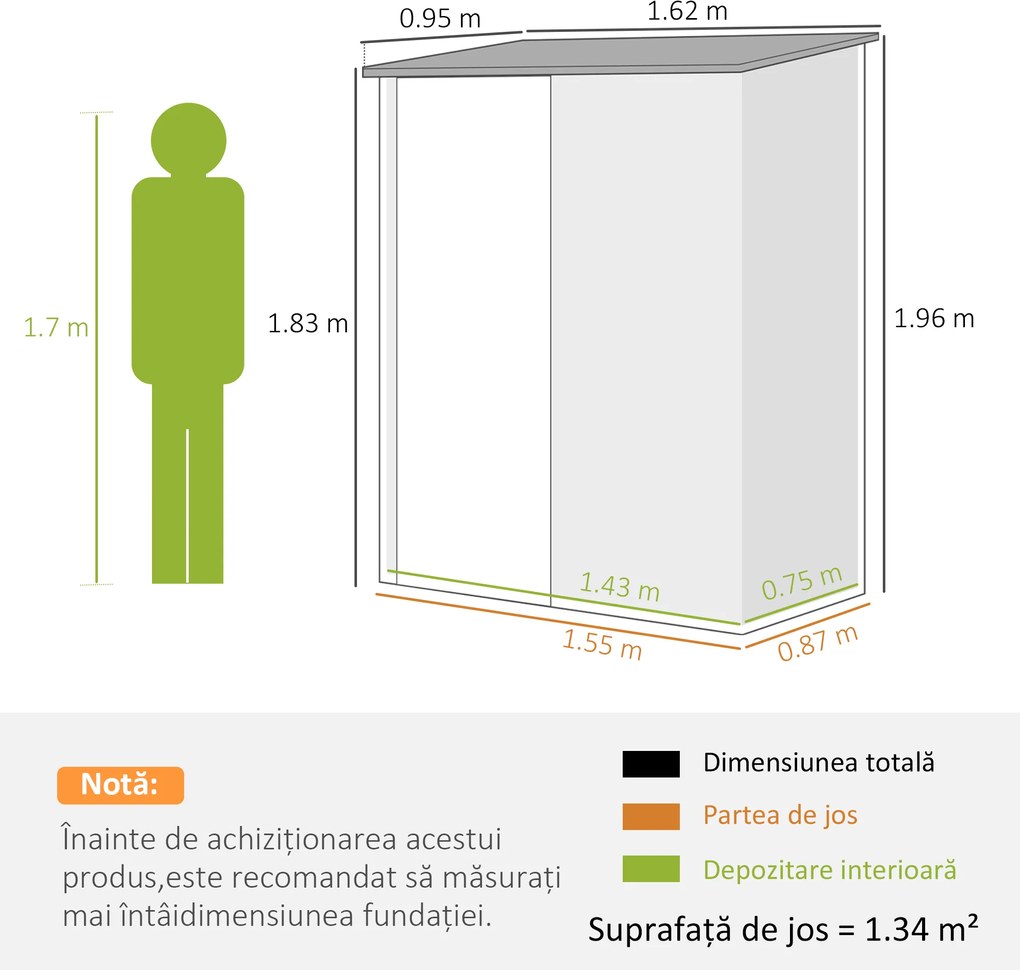 Outsunny Magazie Grădină Mare din Oțel cu Zăvor pentru Grădină, Negru | Aosom Romania