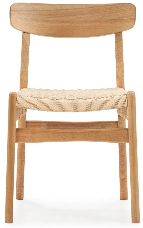 Scaune de dining în culoare naturală 2 buc. din lemn de arbore de cauciuc Biel – MOME