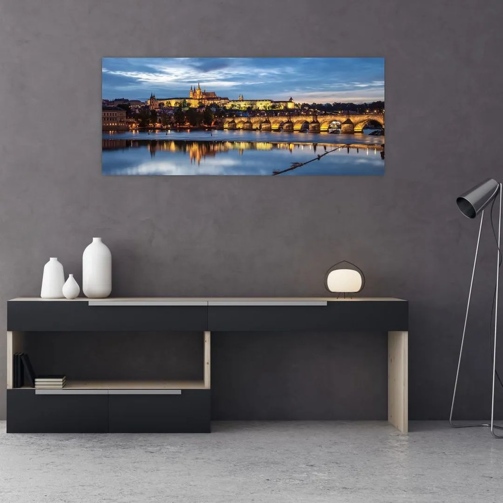 Tablou cu palatul din Praga și podul lui Carol (120x50 cm)