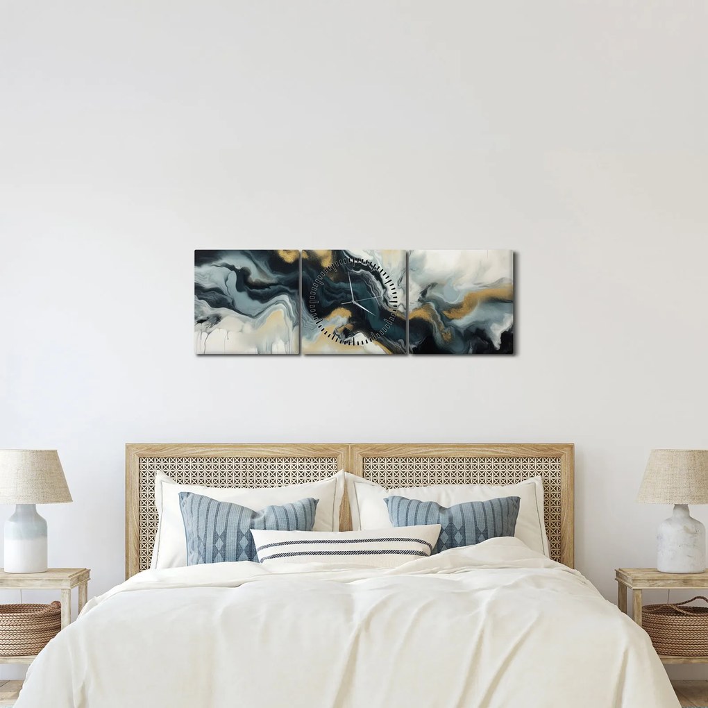 Tablou - Desen marmorat (cu ceas) (90x30 cm)