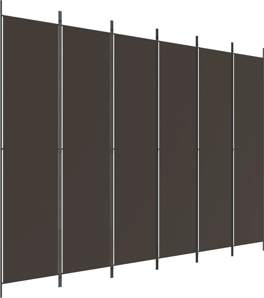 vidaXL Paravan de cameră cu 6 panouri, maro, 300x220 cm, textil