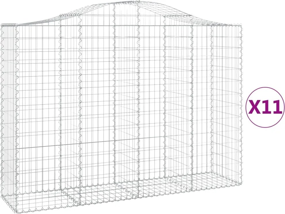 vidaXL Coșuri gabion arcuite 11 buc, 200x50x140/160cm, fier galvanizat