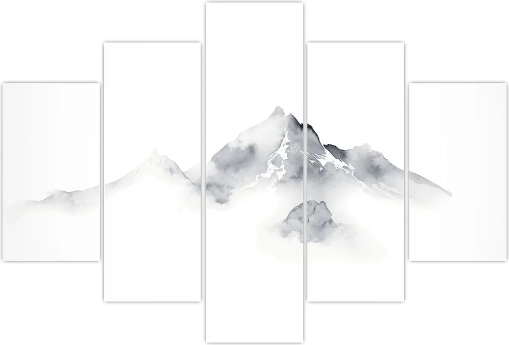 Tablou - Pictură cu cerneală de munți (150x105 cm)