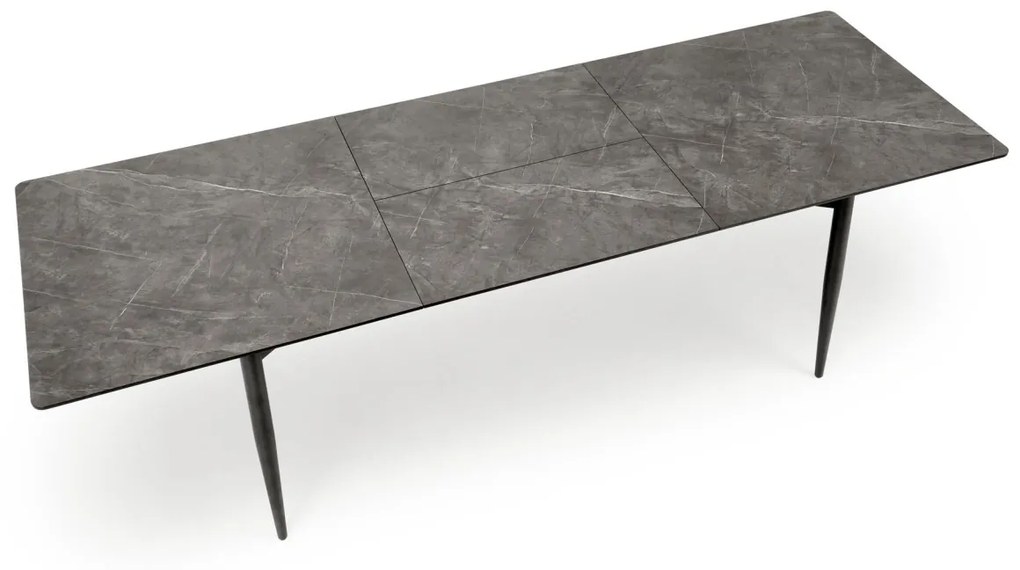 Masa extensibila Charles marmura gri/negru L180-260 cm