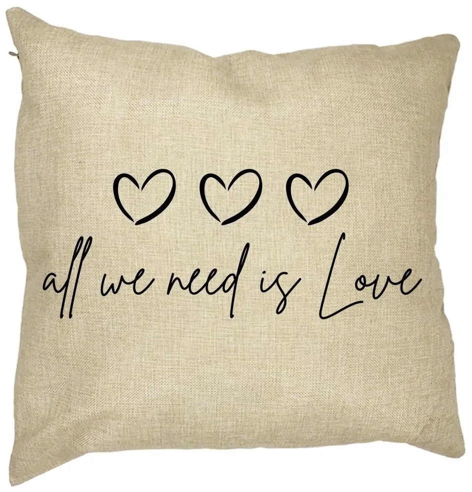 Perna Decorativa, All we need is Love, 40x40 cm, Husa Detasabila, Burduf