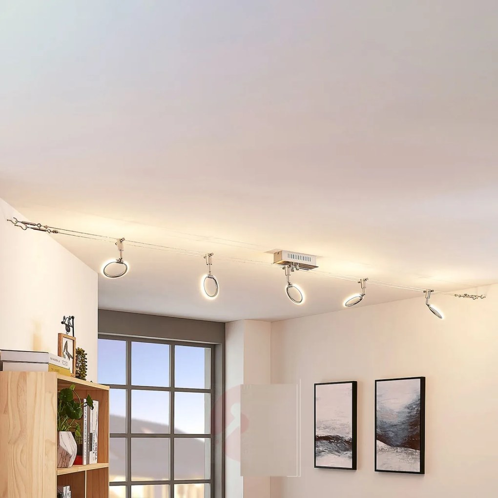 Sistem de cabluri cu 5 spoturi LED directionabile Tony 1250942 NV