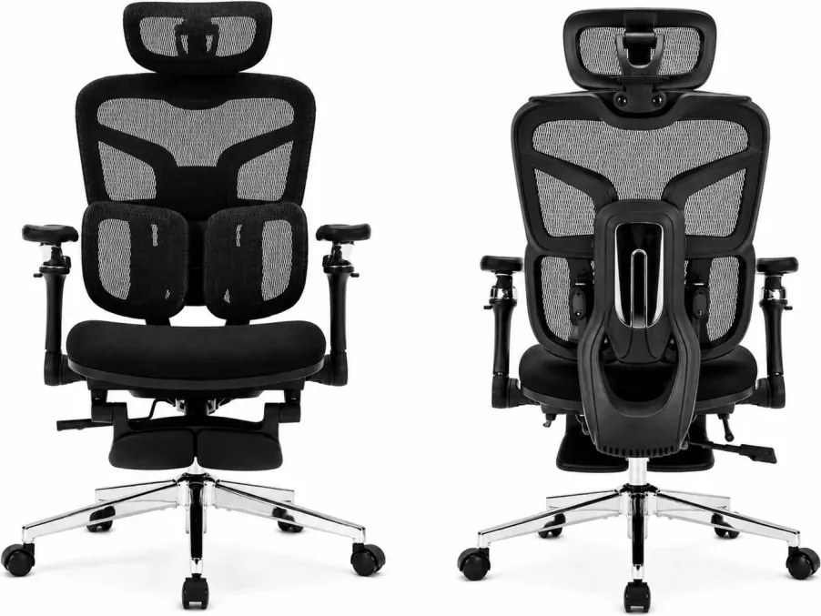 RESIGILAT- DeluxStar T9 FOAM Premium – Scaun ergonomic, Cotiere 6D, Suport Lombar Adaptiv, Spătar Reglabil pe Înaltime în 5 pozitii, Mecanism Înclinare/Blocare, Șezut buretat, Negru