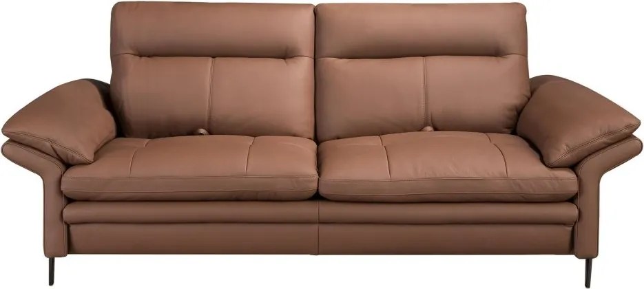 Canapea 3 locuri, tapitata cu piele naturala, spatar rabatabil Maro