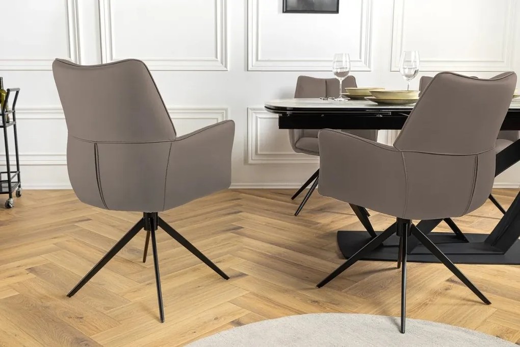 Scaun pivotant modern, Piele Naturala, Maro, PAPILLON