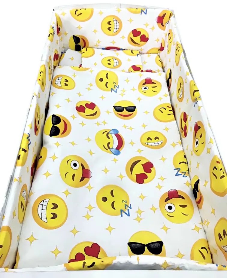 Lenjerie patut cu 5 piese Smiley Faces 140x70 cm