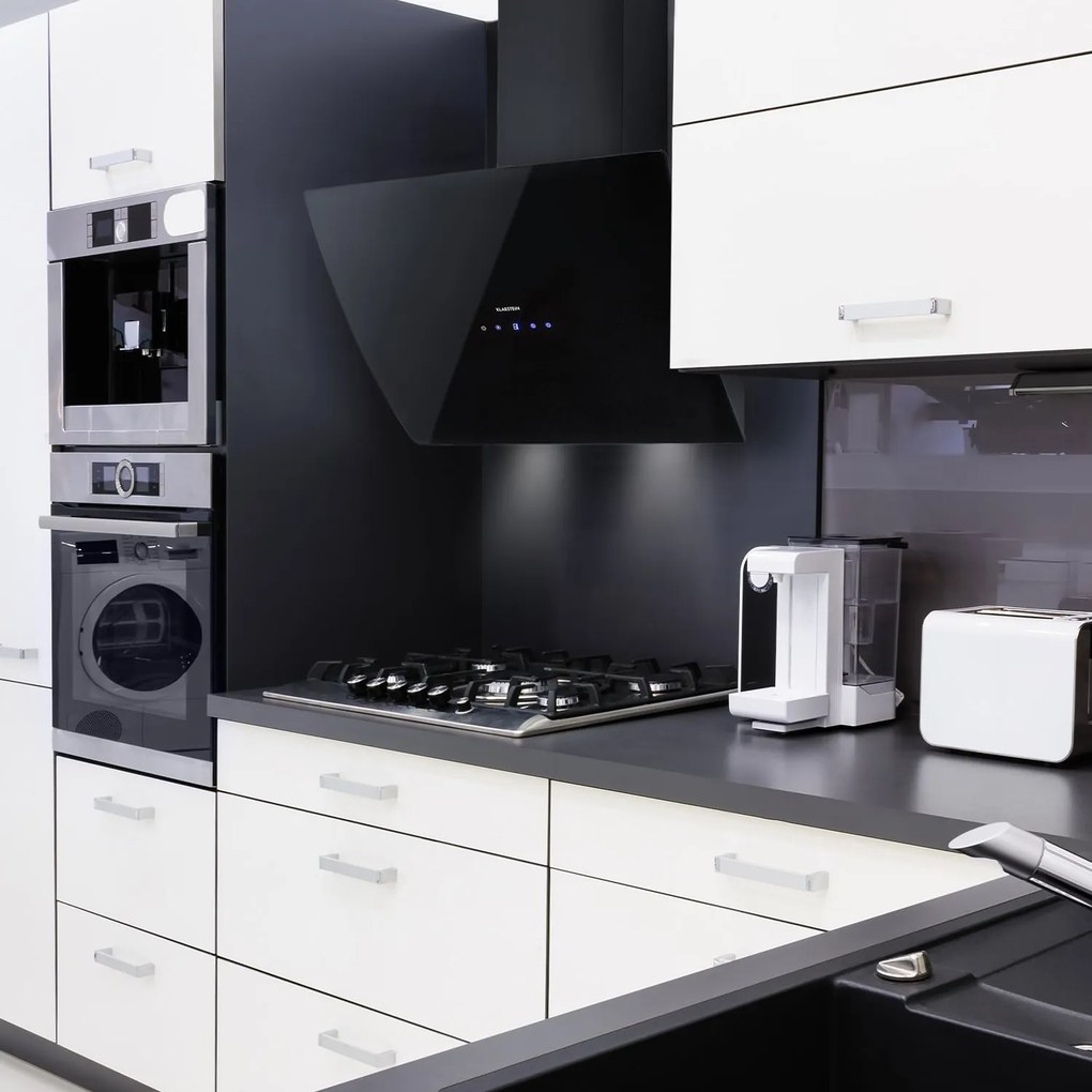 Klarstein ANNABELLE 60, hotă pentru aburi, sticlă, 641 m3 / h, panou tactil, negru