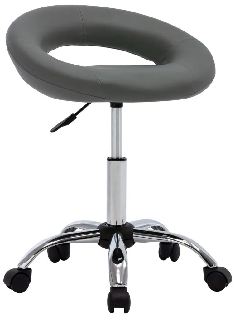 vidaXL Scaun de lucru pivotant, gri, piele ecologică