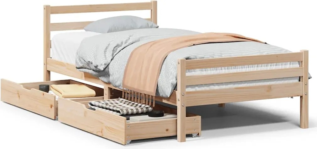 vidaXL Cadru pat fără saltea, 100x200 cm, lemn masiv pin