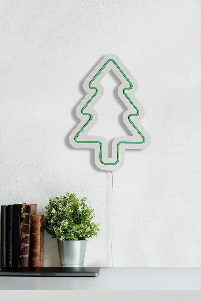 Decoratiune luminoasa LED de perete Christmas Pine Verde 21x30x2 cm