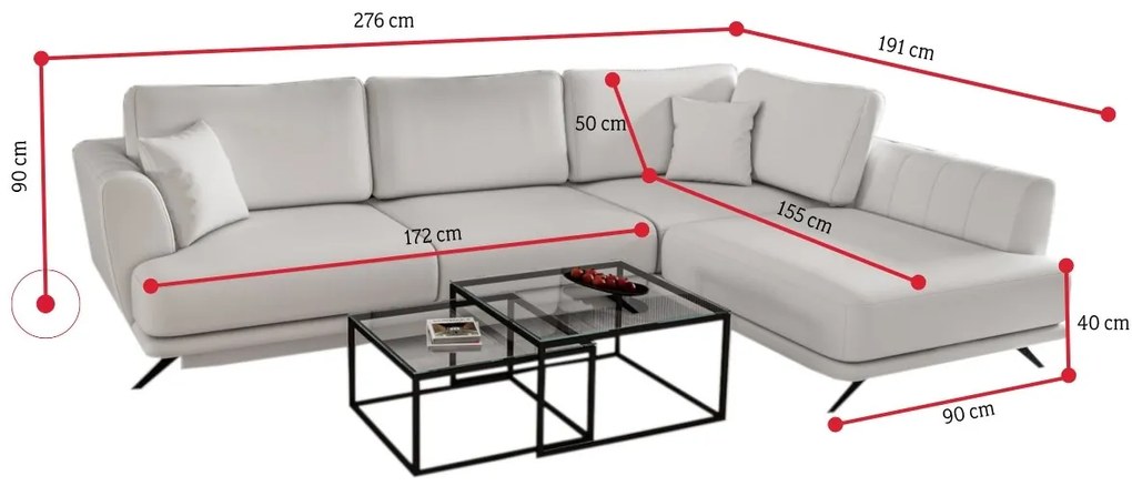 Supermobel Coltar extensibil LARDE, 276x90x191, Borneo 04, stanga