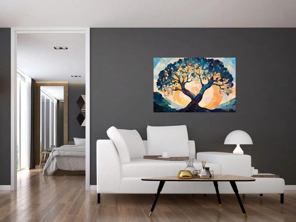 Tablou – Mozaic – soare și arbore II. (90x60 cm)