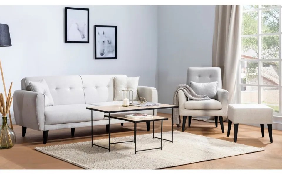 Set Canapea Extensibilă si Fotoliu Aria - S, Crem