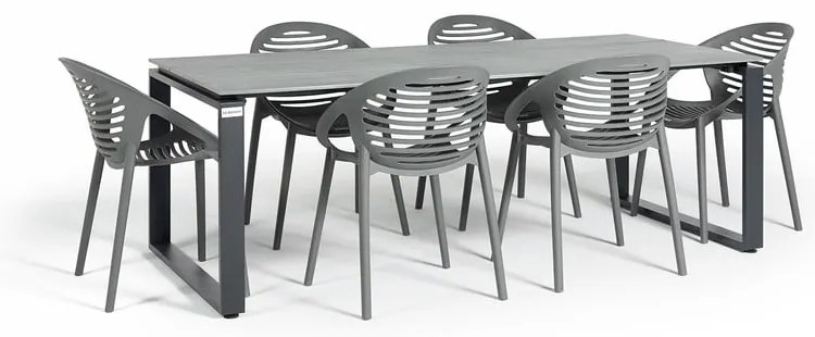 Set mobilier de grădină pentru 6 persoane cu scaune gri Joanna și masă Strong, 210 x 100 cm