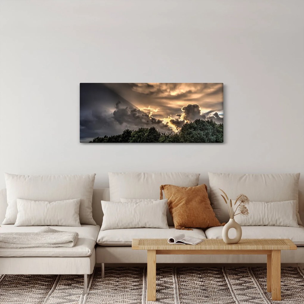 Tablou cu nori și pădure (120x50 cm)