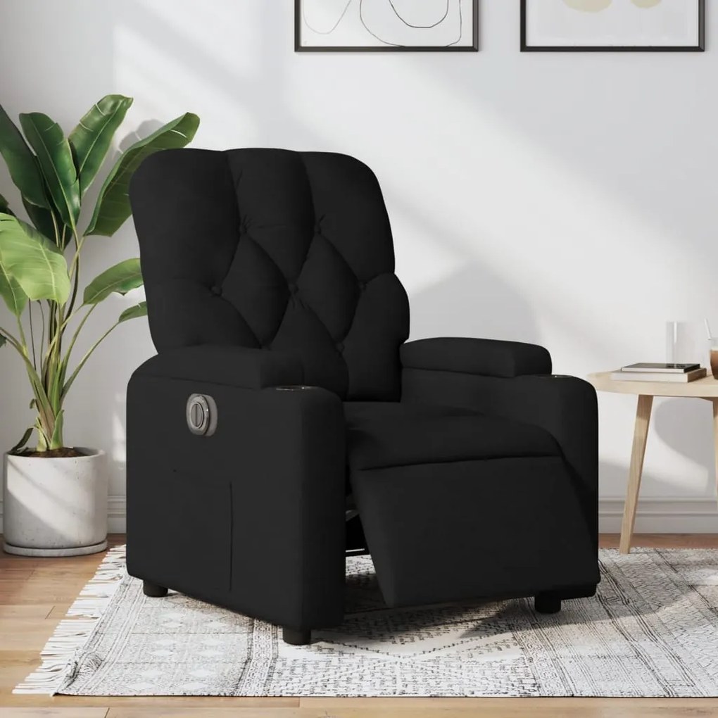 vidaXL Fotoliu rabatabil electric, negru, material textil