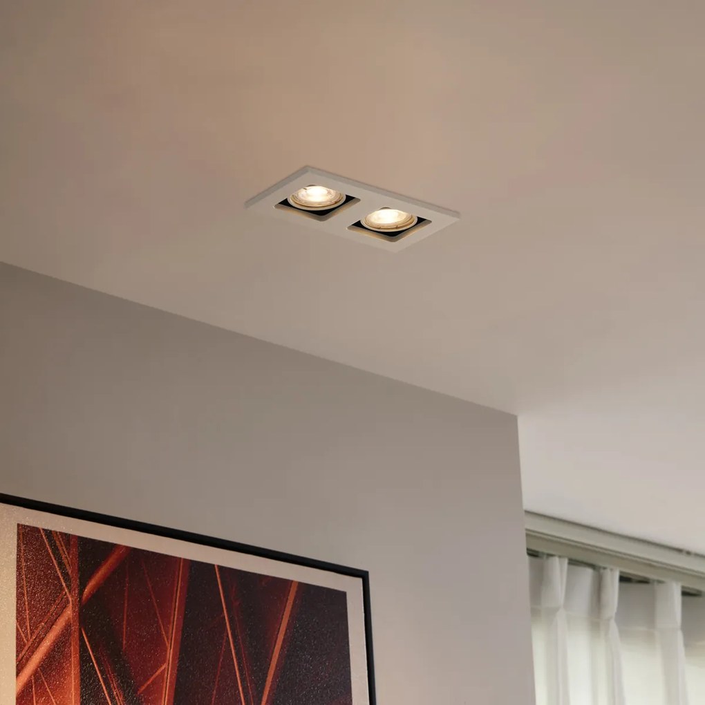 Spot modern încastrat bej GU10 50mm pivotant și inclinabil 2 lumini - Qure