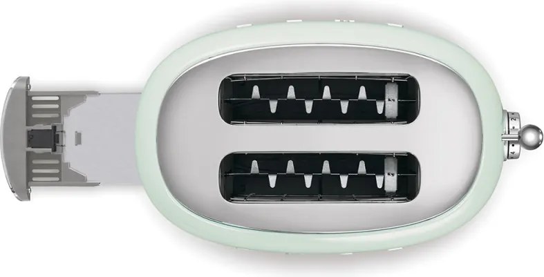 Prajitor de paine SMEG 50's Style TSF01PGEU, 950 W, 2 felii, 6 trepte, Tava pentru firimituri, Cablu integrat, Otel inoxidabil, Verde