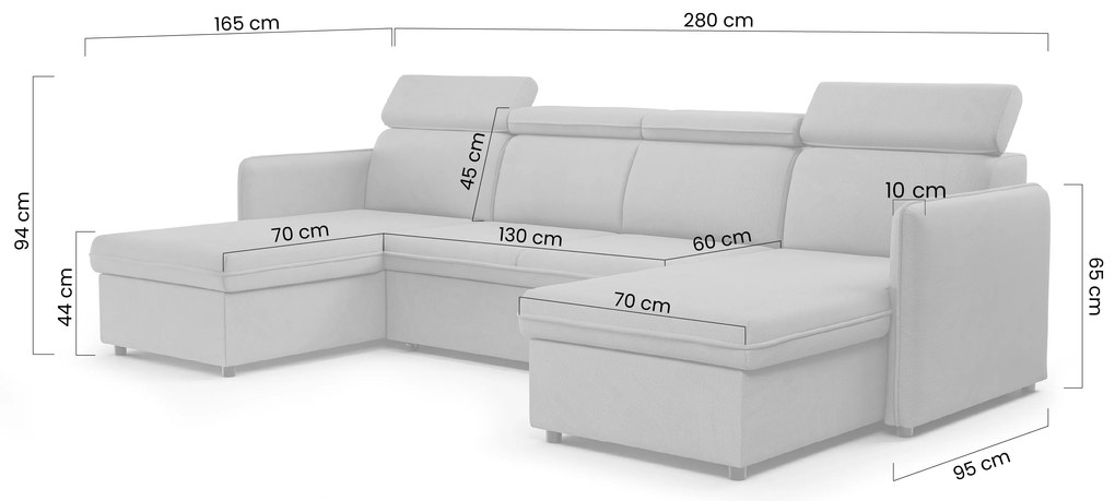 Colţar Barcelia U extensibil - țesătură de acoperire Asti 03