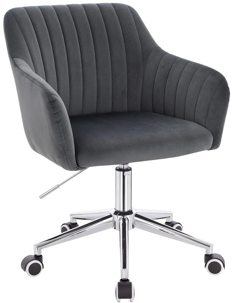 HR190K Scaun Grafit din Catifea cu Bază Cromata