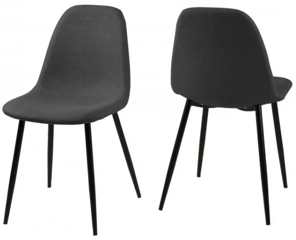 Set 4 scaune tapitate cu stofa si picioare metalice Wilma Gri Inchis / Negru, l44,5xA56xH84 cm