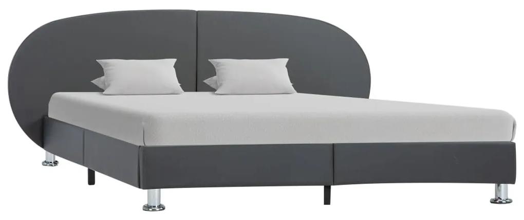 285417 vidaXL Cadru de pat, gri, 140 x 200 cm, piele ecologică