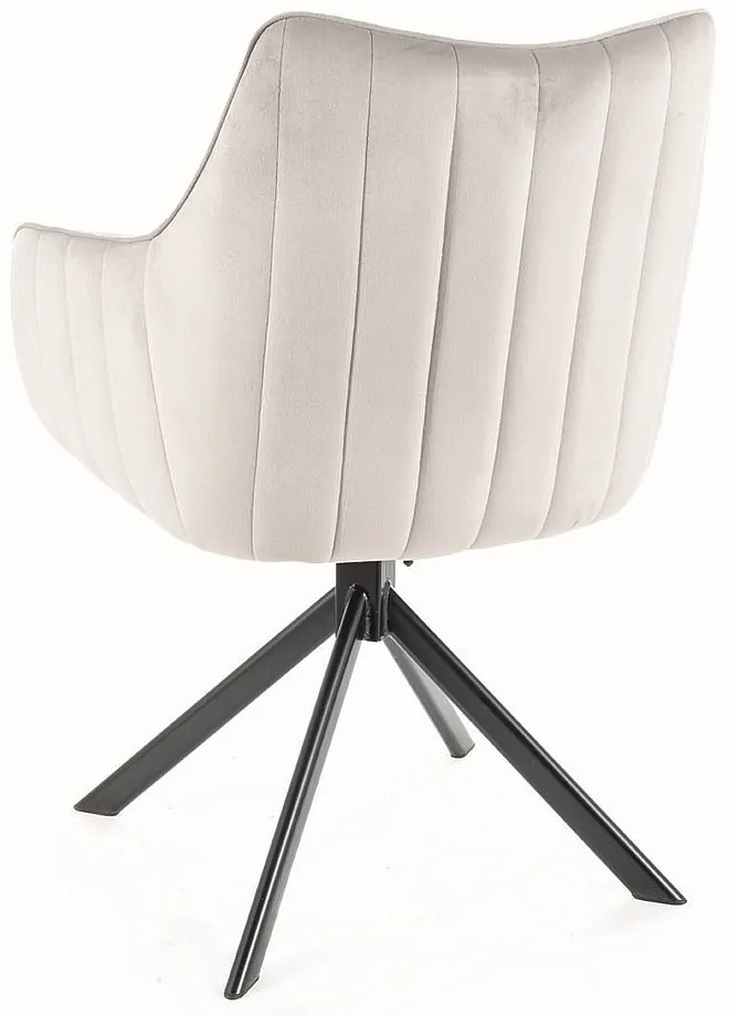 Scaun de bucaterie Azalia Velvet, gri deschis/negru