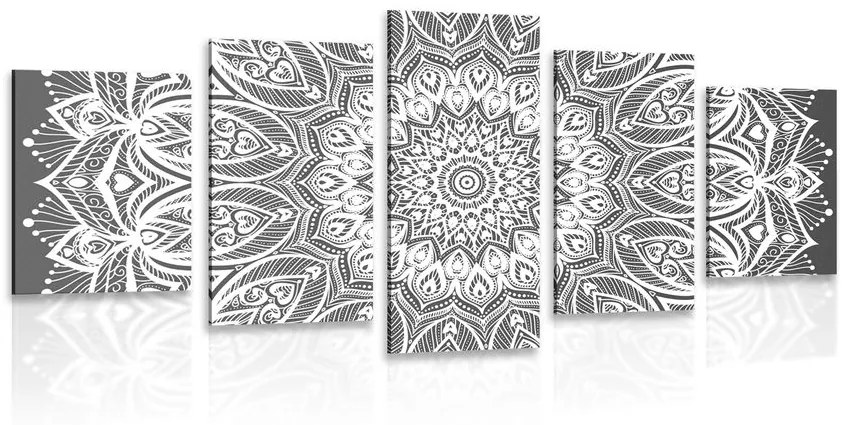 Tablou 5-piese Mandala armonie în design alb-negru