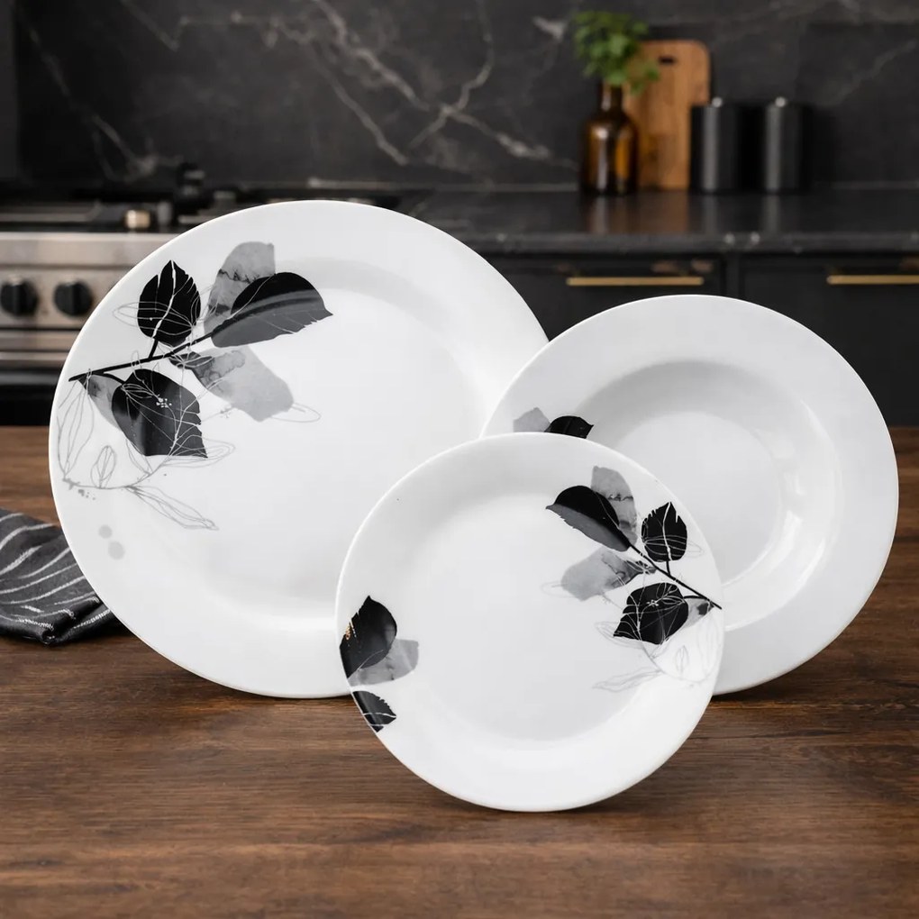 Set de masă din 18 piese Arôme Home Tei, alb extra