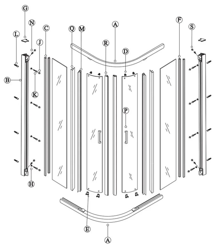 Cabina dus semirotunda 90x90 cm, cu usi culisante Sanswiss, Ocelia