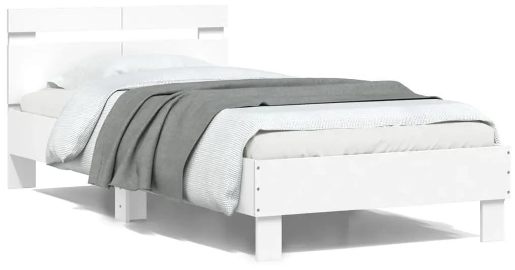838526 vidaXL Cadru de pat cu tăblie, alb, 100x200 cm, lemn prelucrat