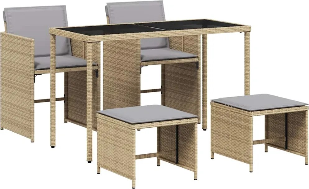 vidaXL Set mobilier pentru grădină, 5 piese, cu perne, bej, poliratan