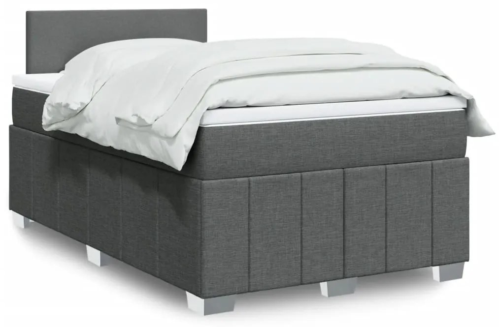 vidaXL Pat box spring cu saltea, gri închis, 120x200 cm, textil