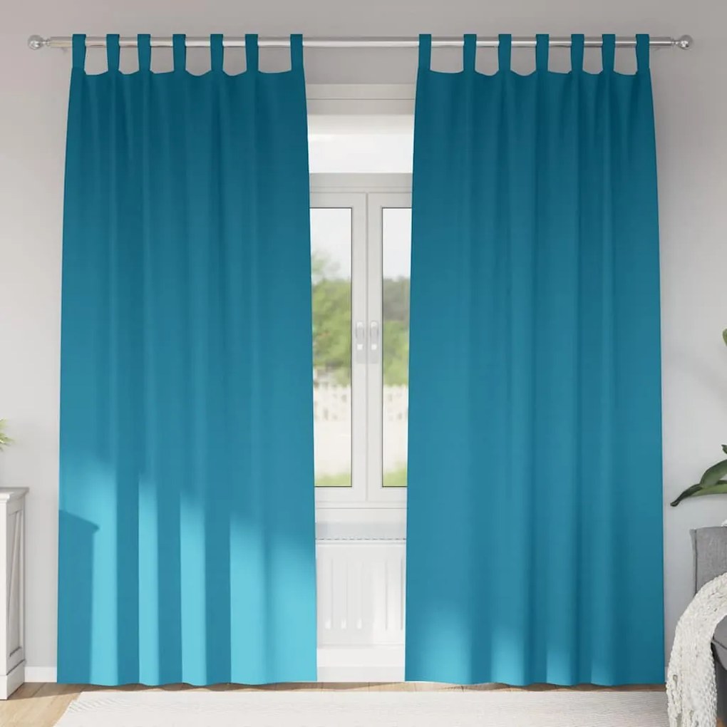 vidaXL Perdele cu perdele 2 pcs Turcoaz 245 x 140 cm Poliester