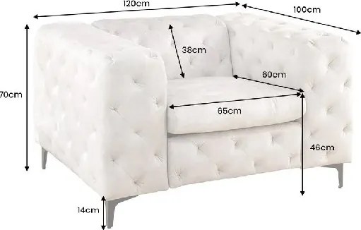 Fotoliu design Chesterfield, Catifea Bej Sampanie MODERN BAROCK