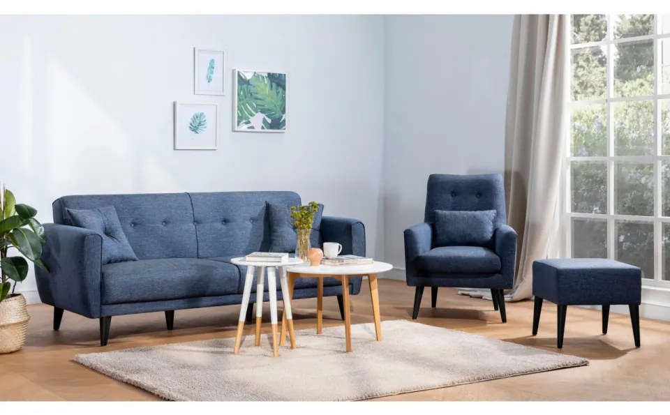 Set Canapea Extensibilă si Fotoliu Aria - S, Albastru