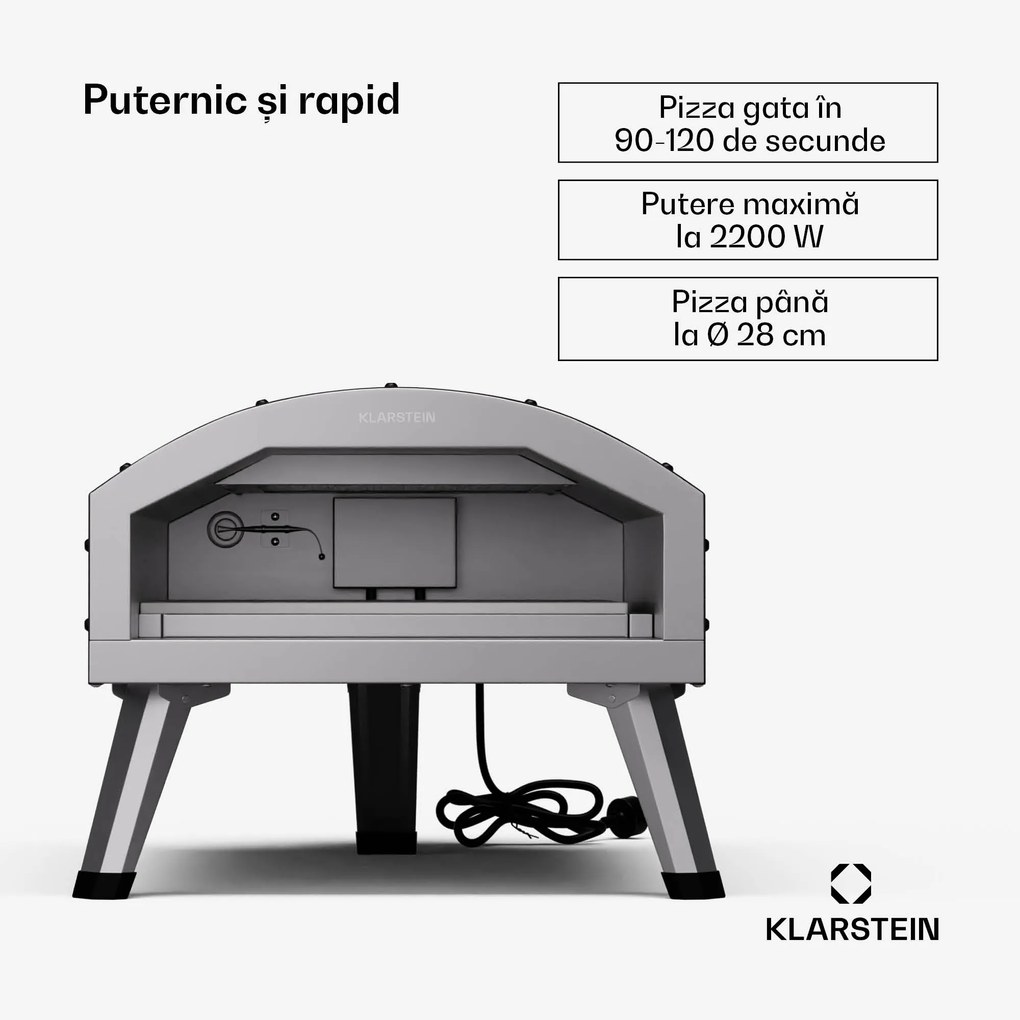 LaFiamma, cuptor pentru pizza, elemente de încălzire duble, 2200 W, 550 °C, Cool Touch, interior și exterior