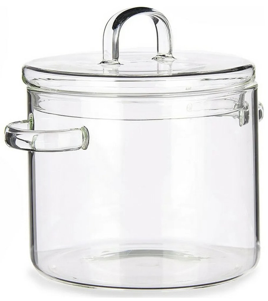 Oală cu capac sticlă borosilicată transparent (15,4 x 16,8 x 20,5 cm)