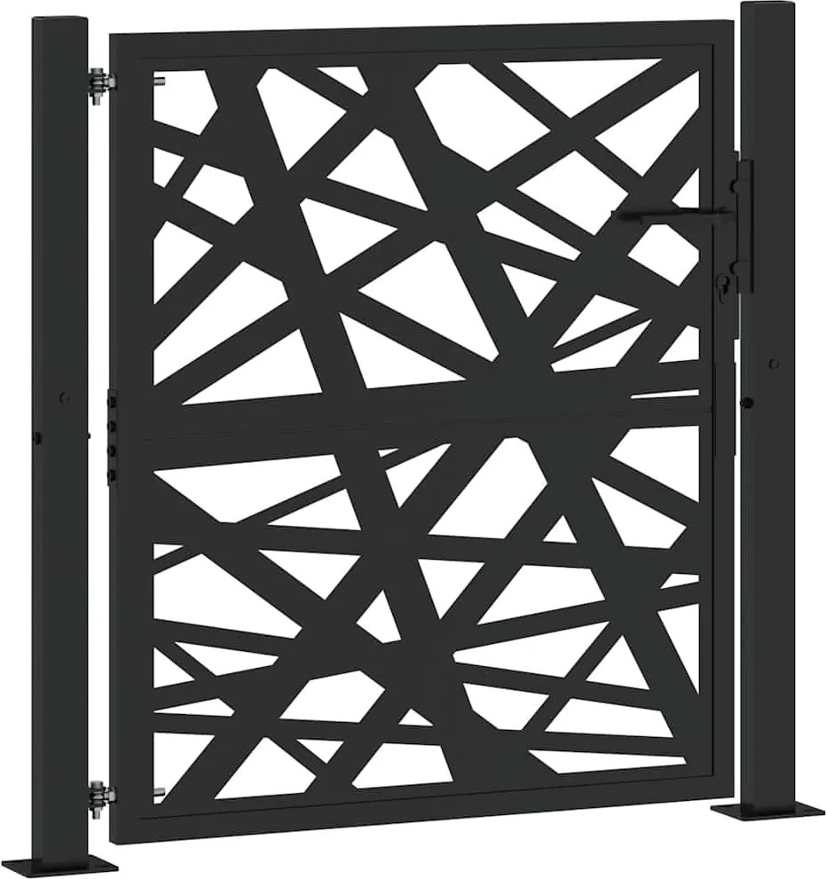 vidaXL Poartă de grădină neagră 100x100 cm, oțel, design luminos