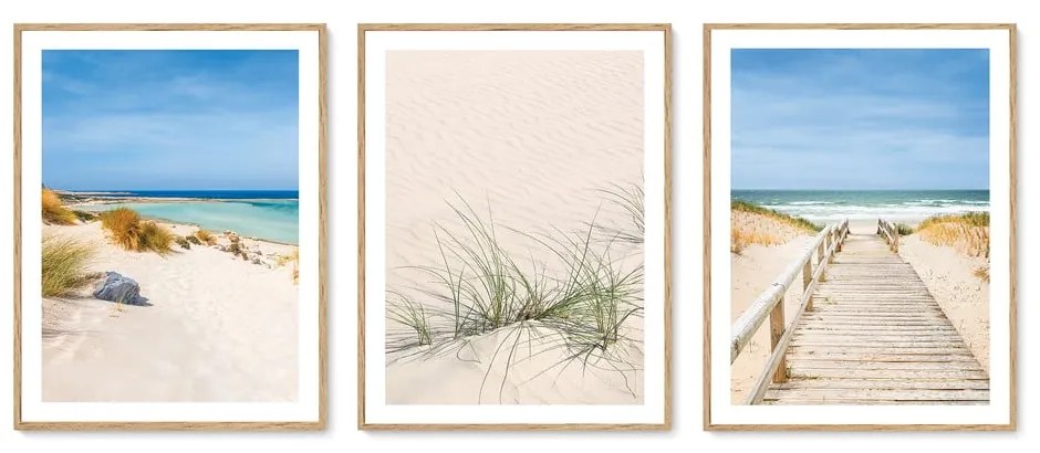 Postere cu ramă 3 buc. 30x40 cm To the Beach