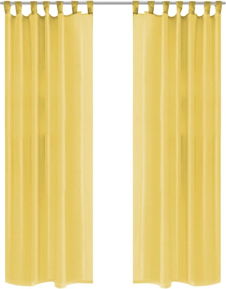 vidaXL Draperii din voal, 2 buc., 140 x 175 cm, galben