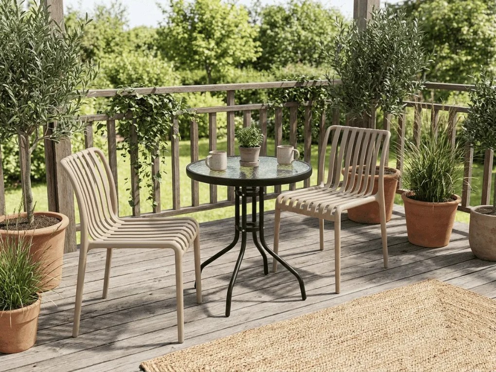 Set de gradina TREGO ISLAND - 2 scaune si masa rotunda ø 60 cm, bej