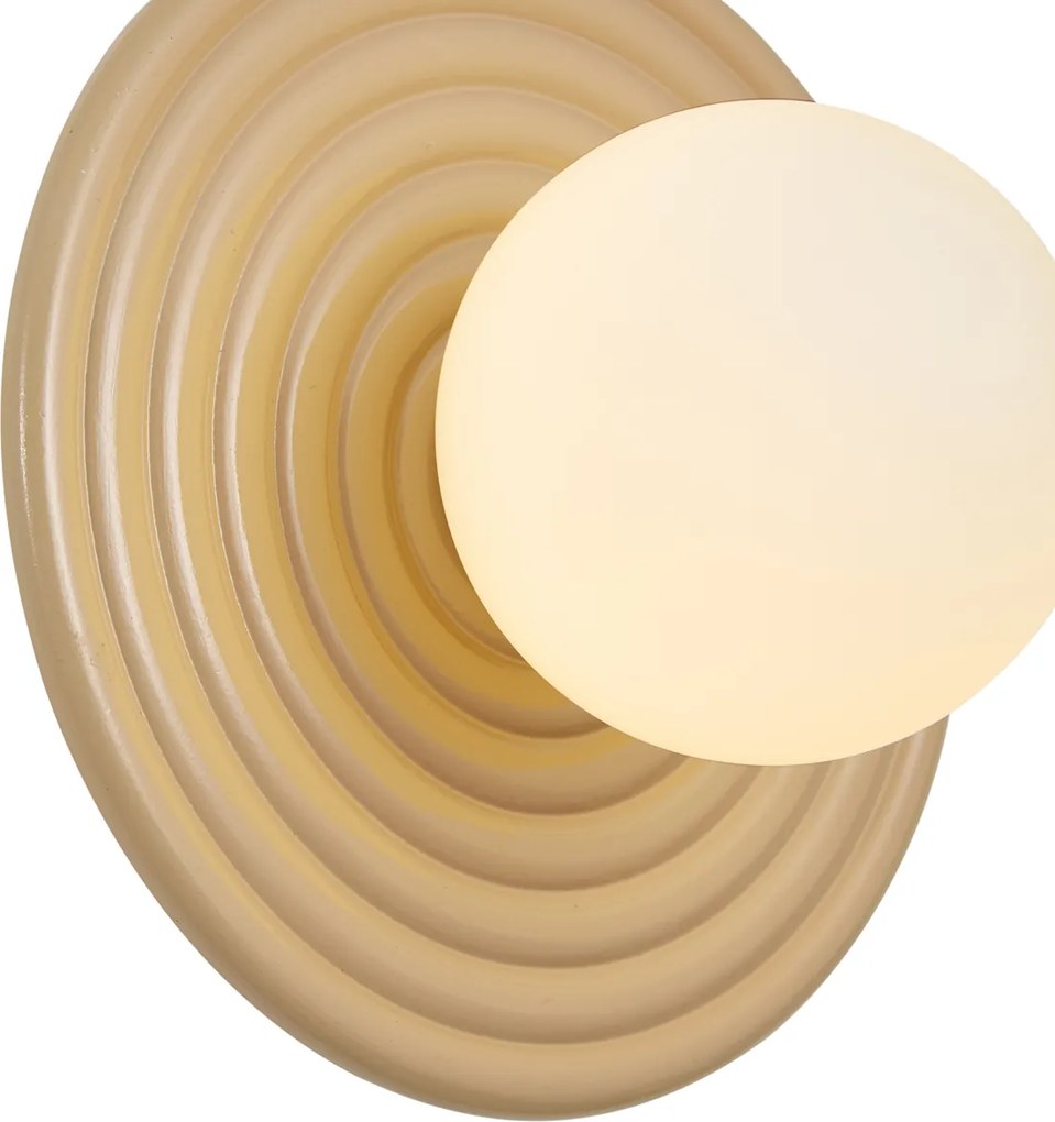 Retro Wall Lamp Taupe with Opal Round 20cm IP44 - Lila