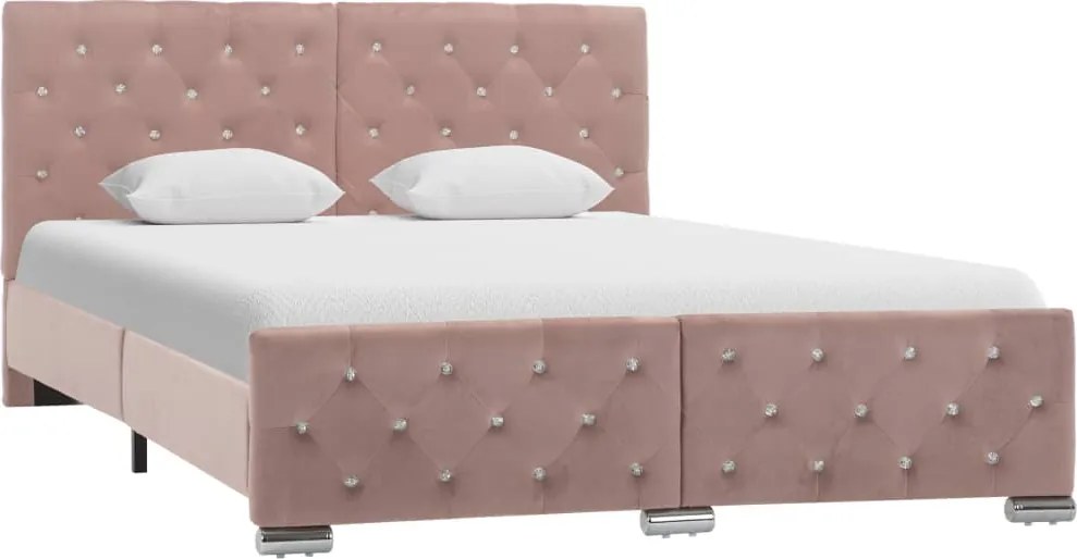 vidaXL Cadru de pat, roz, 140 x 200 cm, catifea