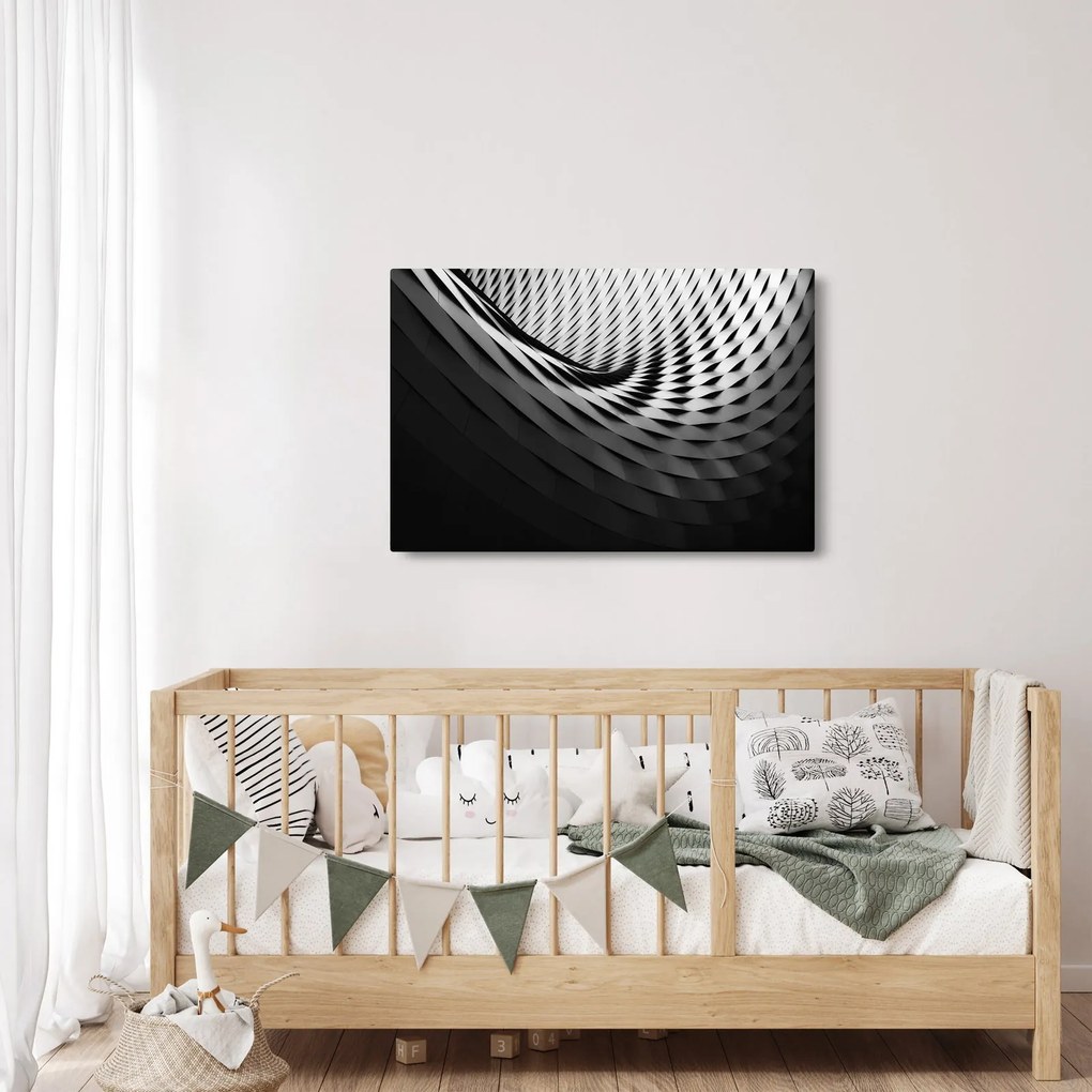 Tablou abstract - spirală alb neagră (90x60 cm)